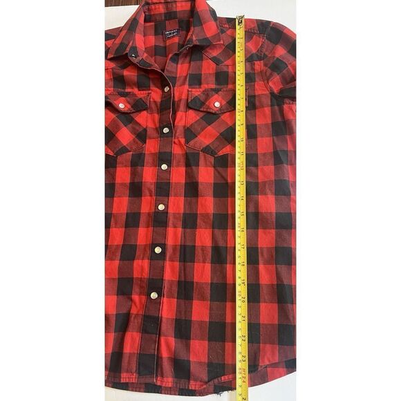 UNTUCKit For Her Shirt Womens Size 10 Buffalo Plaid Red Black Pearl Snap Buttons - Picture 6 of 7